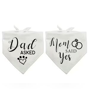 WEDDING OR ENGAGEMENT Dog Bandanas. Set of 2. OS. Black + White. Brand New!